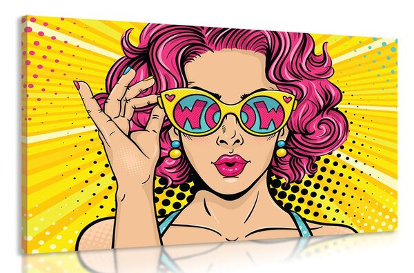 Stampa su tela – Donna con capelli rosa