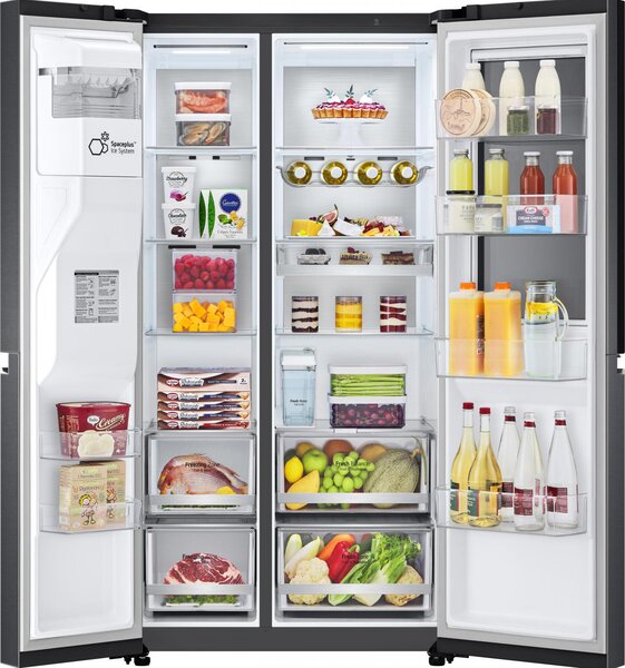 Lg Frigorifero Americano Side by Side Capacit 635 Litri Classe energetica E Raffreddamento Total No Frost colore Nero - GSXV91MCAE