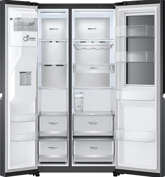 Lg Frigorifero Americano Side by Side Capacit 635 Litri Classe energetica E Raffreddamento Total No Frost colore Nero - GSXV91MCAE