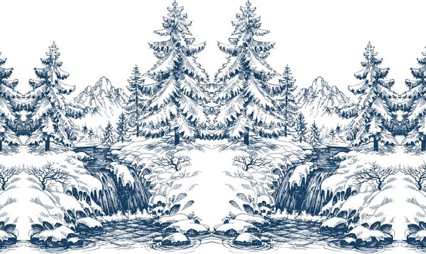 Carta da parati – Paesaggio fiabesco innevato