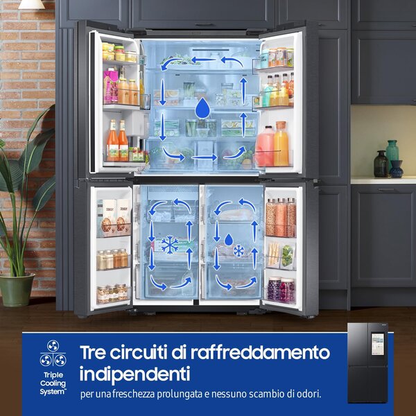 Samsung Frigorifero Americano Side by Side Capacit 636 Litri Classe energetica E Raffreddamento No Frost colore Nero - RF65DG9H0EB1EF