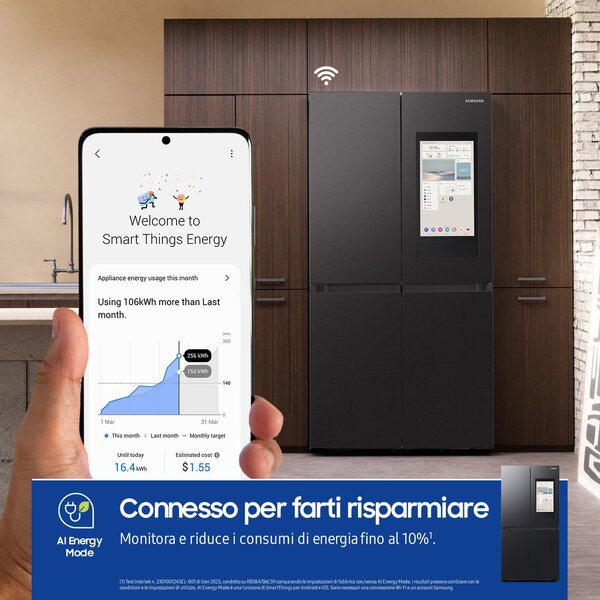 Samsung Frigorifero Americano Side by Side Capacit 636 Litri Classe energetica E Raffreddamento No Frost colore Nero - RF65DG9H0EB1EF