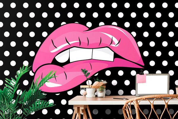 Carta da parati – Labbra rosa pop art