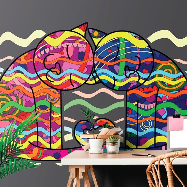 Carta da parati – Gatti innamorati in stile pop art