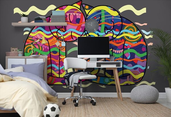 Carta da parati – Gatti innamorati in stile pop art