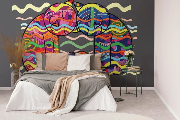 Carta da parati – Gatti innamorati in stile pop art
