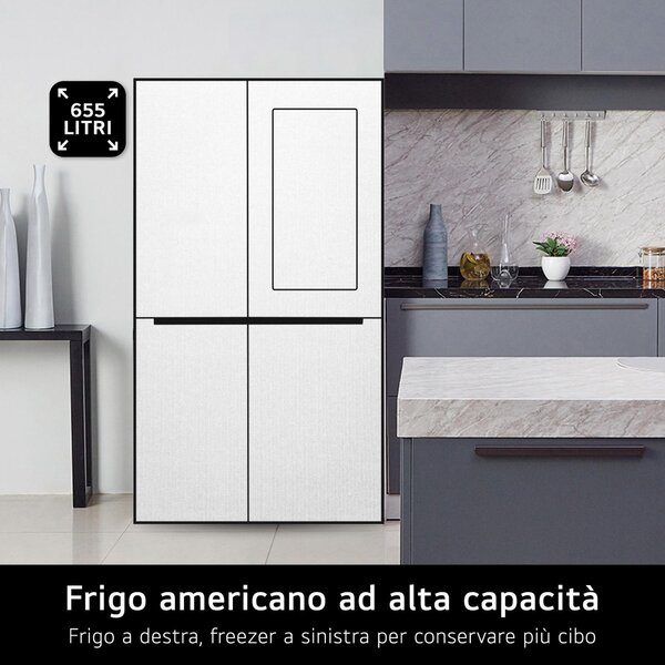 Lg Frigorifero Americano Side by Side Capacit 655 Litri Classe energetica E Raffreddamento No Frost colore Argento - GSVV80PYLL.APYQEUR InstaView