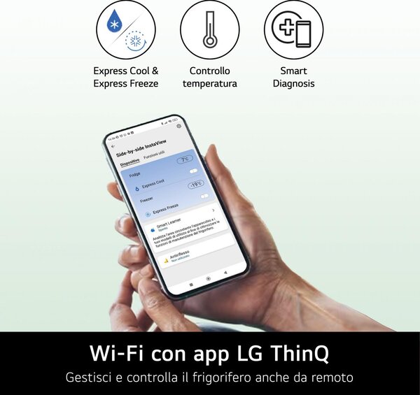 Lg Frigorifero Americano Side by Side Capacit 655 Litri Classe energetica E Raffreddamento No Frost colore Argento - GSVV80PYLL.APYQEUR InstaView