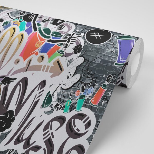 Carta da parati – Muro graffiti viola trendy