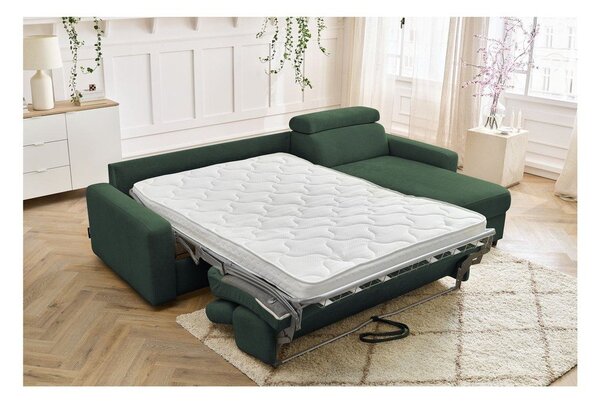 Divano angolare in verde scuro allungabile (con composizione variabile) Monaco – Bobochic Paris