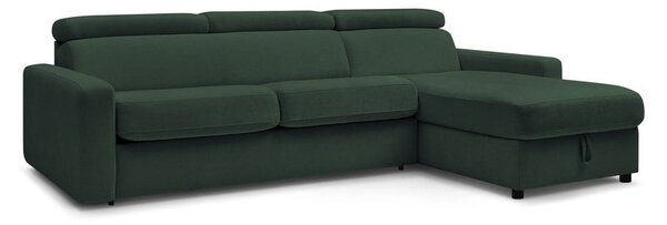 Divano angolare in verde scuro allungabile (con composizione variabile) Monaco – Bobochic Paris