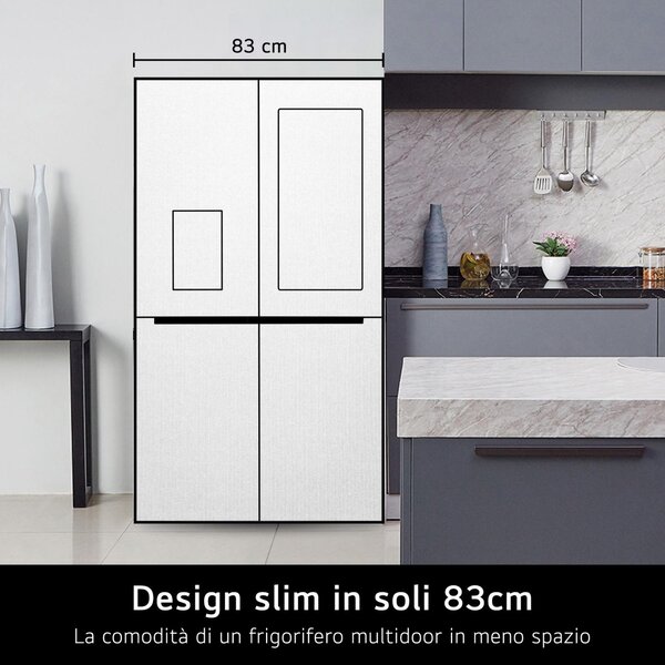 Lg Frigorifero Americano Side by Side Multidoor Slim 508 Litri Classe E No Frost colore Essence Matte Black con InstaView - GMG860EPBE