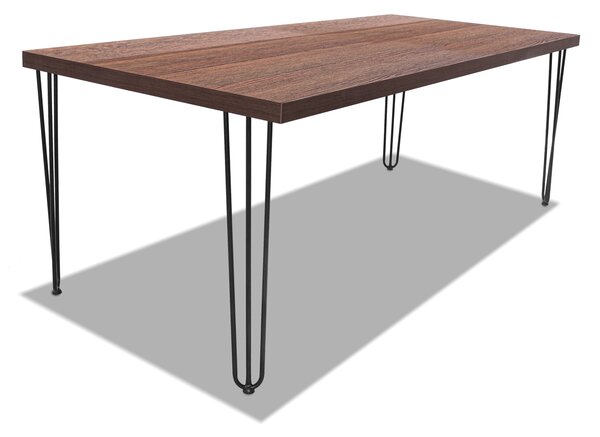 Tavolo Da Pranzo In Legno E Metallo Con Piedi Triangular, 160X90-Noce