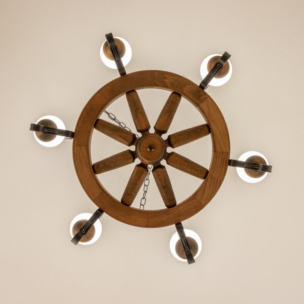 Brilagi - Lampadario a sospensione con catena ROATA 6xE14/40W/230V diam. 70 cm faggio