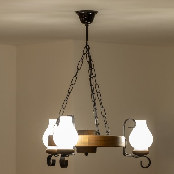 Brilagi - Lampadario a sospensione con catena ROATA 3xE14/40W/230V faggio