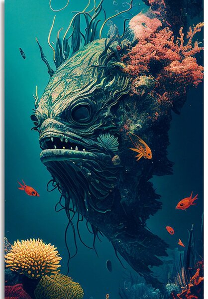 Quadro su tela – Mostro sottomarino surrealista