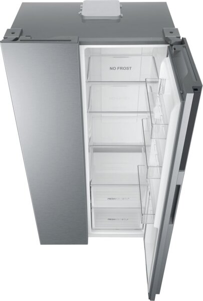 Haier Frigorifero Americano Side by Side No Frost Inverter 528 litri Classe E Colore Gentle Silver - HSR3918ENPG Serie 3