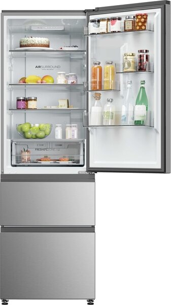 Haier Frigorifero Combinato 3 Porte Capacit 360 Litri Classe energetica C Raffreddamento No Frost colore Argento - HTR3618CNMG 3D 60 Serie 3
