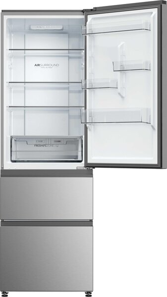 Haier Frigorifero Combinato 3 Porte Capacit 360 Litri Classe energetica C Raffreddamento No Frost colore Argento - HTR3618CNMG 3D 60 Serie 3