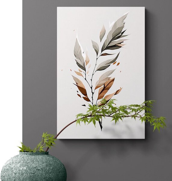 Quadro su tela – Foglia minimalista in movimento