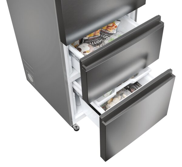 Haier Frigorifero Combinato 3 Porte Capacit 360 Litri Classe energetica D Raffreddamento No Frost colore Acciaio Inox - HTW 3618DNMG