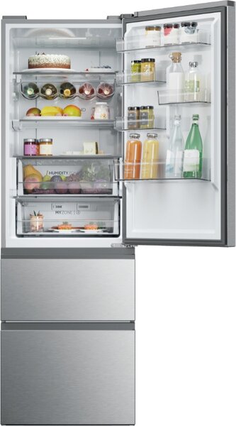 Haier Frigorifero Combinato 3 Porte Capacit 360 Litri Classe energetica D Raffreddamento No Frost colore Argento - HTW5618DNMG 3D 60 Serie 5