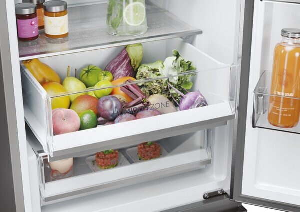 Haier Frigorifero Combinato 3 Porte Capacit 414 Litri Classe energetica D Raffreddamento No Frost colore Argento - HTW5620DNMG 3D 60 Serie 5