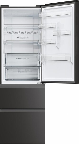 Haier Frigorifero Combinato 3 Porte Capacit 360 Litri Classe energetica D Raffreddamento No Frost colore Nero - HTW5618DNPT 3D 60 Serie 5
