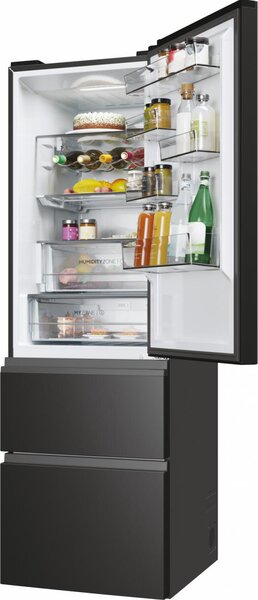 Haier Frigorifero Combinato 3 Porte Capacit 360 Litri Classe energetica D Raffreddamento No Frost colore Nero - HTW5618DNPT 3D 60 Serie 5