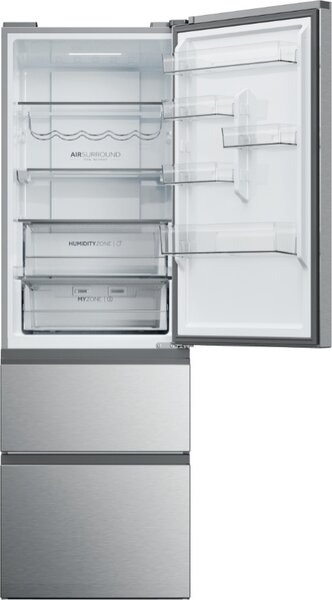 Haier Frigorifero Combinato 3 Porte Capacit 360 Litri Classe energetica D Raffreddamento No Frost colore Argento - HTW5618DNMG 3D 60 Serie 5