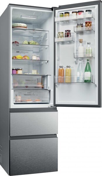 Haier Frigorifero Combinato 3 Porte Capacit 414 Litri Classe energetica C Raffreddamento No Frost colore Argento - HTR3620CNMG 3D 60 Series 3