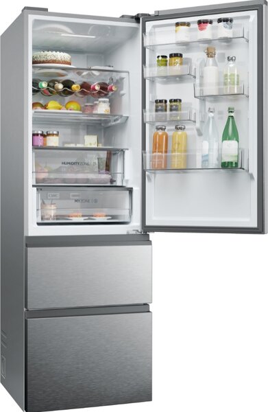 Haier Frigorifero Combinato 3 Porte Capacit 360 Litri Classe energetica D Raffreddamento No Frost colore Argento - HTW5618DNMG 3D 60 Serie 5