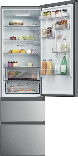 Haier Frigorifero Combinato 3 Porte Capacit 414 Litri Classe energetica C Raffreddamento No Frost colore Argento - HTR3620CNMG 3D 60 Series 3