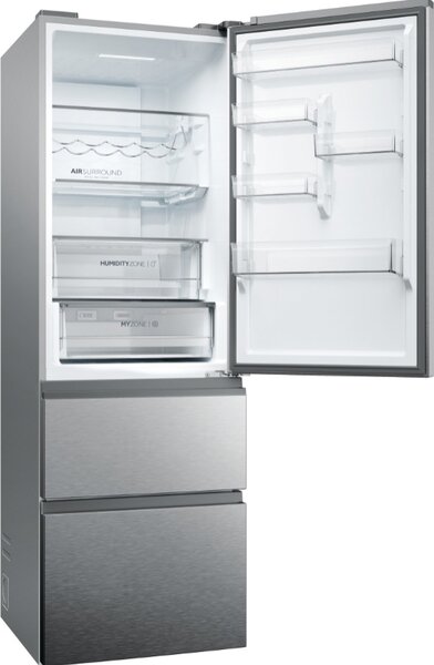 Haier Frigorifero Combinato 3 Porte Capacit 360 Litri Classe energetica D Raffreddamento No Frost colore Argento - HTW5618DNMG 3D 60 Serie 5