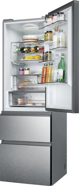 Haier Frigorifero Combinato 3 Porte Capacit 360 Litri Classe energetica D Raffreddamento No Frost colore Argento - HTW5618DNMG 3D 60 Serie 5
