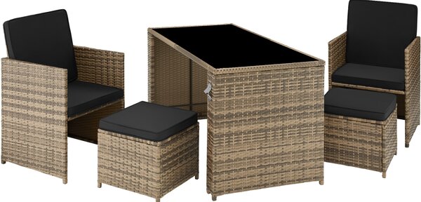 Tectake salottino in rattan palermo 2 + 2 + 1 - naturale