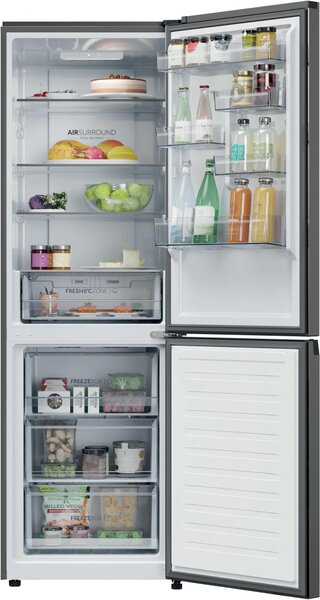 Haier Frigorifero Combinato 355 Litri Classe A Total No Frost colore Dark Inox - HDPR1618ANPD