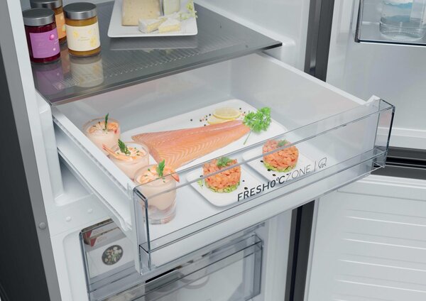 Haier Frigorifero Combinato 355 Litri Classe A Total No Frost colore Dark Inox - HDPR1618ANPD