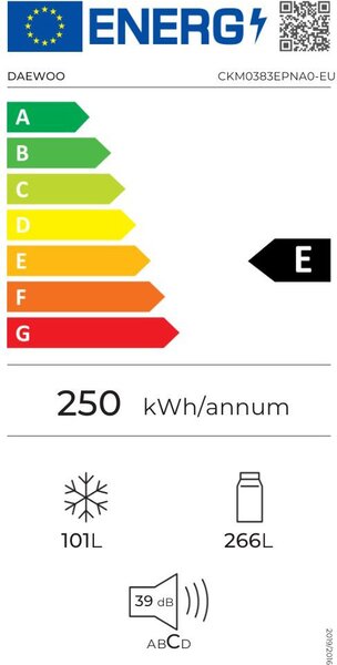 Daewoo Frigorifero Combinato 366 Litri Classe E No Frost colore Pet Inox - CKM0383EPNA0