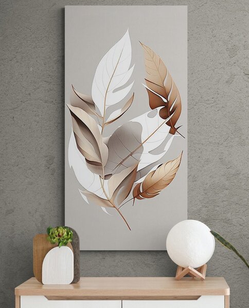 Quadro su tela – Foglie di rame con un tocco di minimalismo