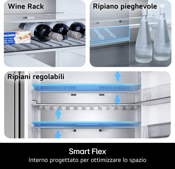 Lg Frigorifero Combinato Capacit 333 Litri Classe energetica C Raffreddamento No Frost Wi-Fi colore Prime Silver - GBBS312CPY