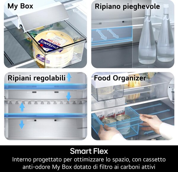 Lg Frigorifero Combinato Capacit 375 Litri Classe energetica C Raffreddamento No Frost colore Argento - GBBS726CMB.AMBQEUZ