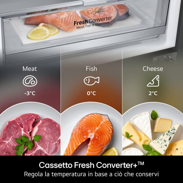 Lg Frigorifero Combinato Capacit 375 Litri Classe energetica C Raffreddamento No Frost colore Argento - GBBS525CPY.APYQEUZ