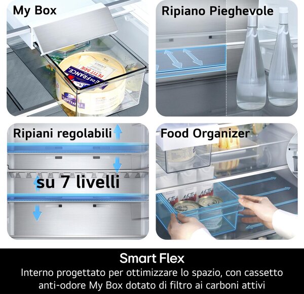 Lg Frigorifero Combinato Capacit 465 Litri Classe energetica C Raffreddamento No Frost colore Argento - GBBW726CMB.AMBQEUR