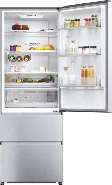 Haier Frigorifero Combinato 483 Litri Classe D Total No Frost colore Premium Inox 3D 60 Serie 5 - HTR5720ENMG