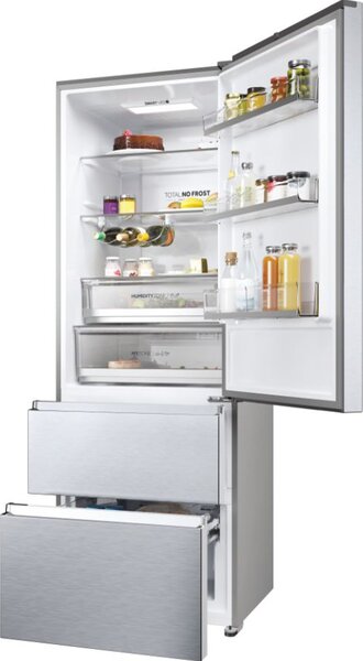 Haier Frigorifero Combinato 483 Litri Classe D Total No Frost colore Premium Inox 3D 60 Serie 5 - HTR5720ENMG