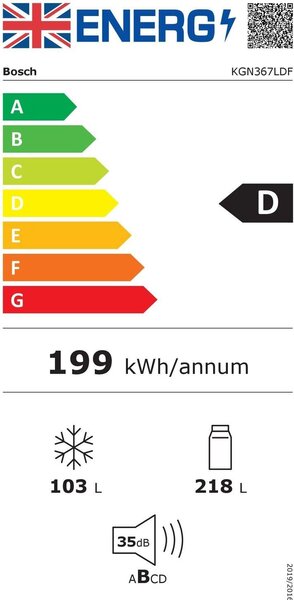 Bosch Frigorifero Combinato Capacit 218 Litri Classe D Raffreddamento No Frost colore Inox - KGN367LDF