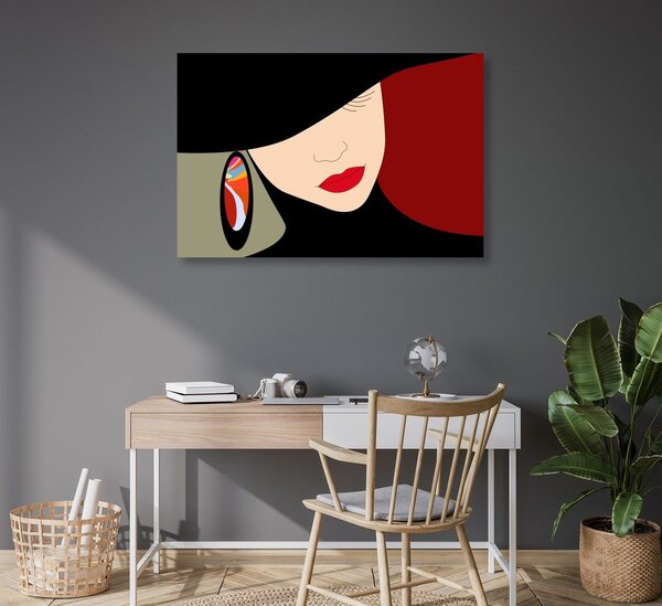 Quadro su tela – Signora elegante con cappello