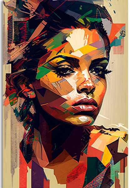 Stampa su tela – Fascino della donna in design patchwork