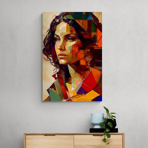 Quadro su tela – Profilo di donna in design patchwork